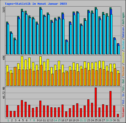 Tages-Statistik im Monat Januar 2023