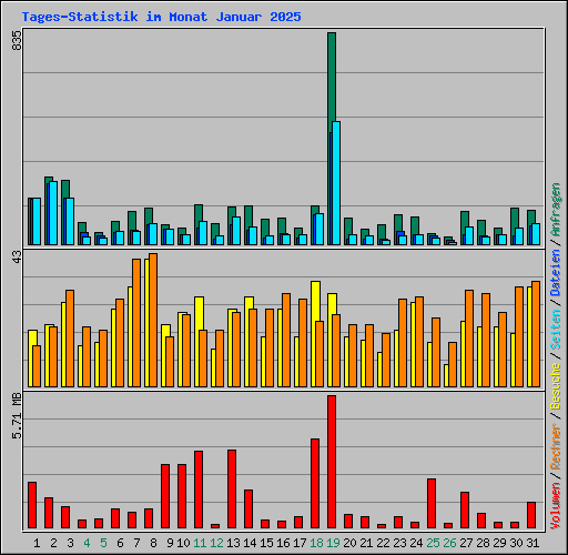 Tages-Statistik im Monat Januar 2025